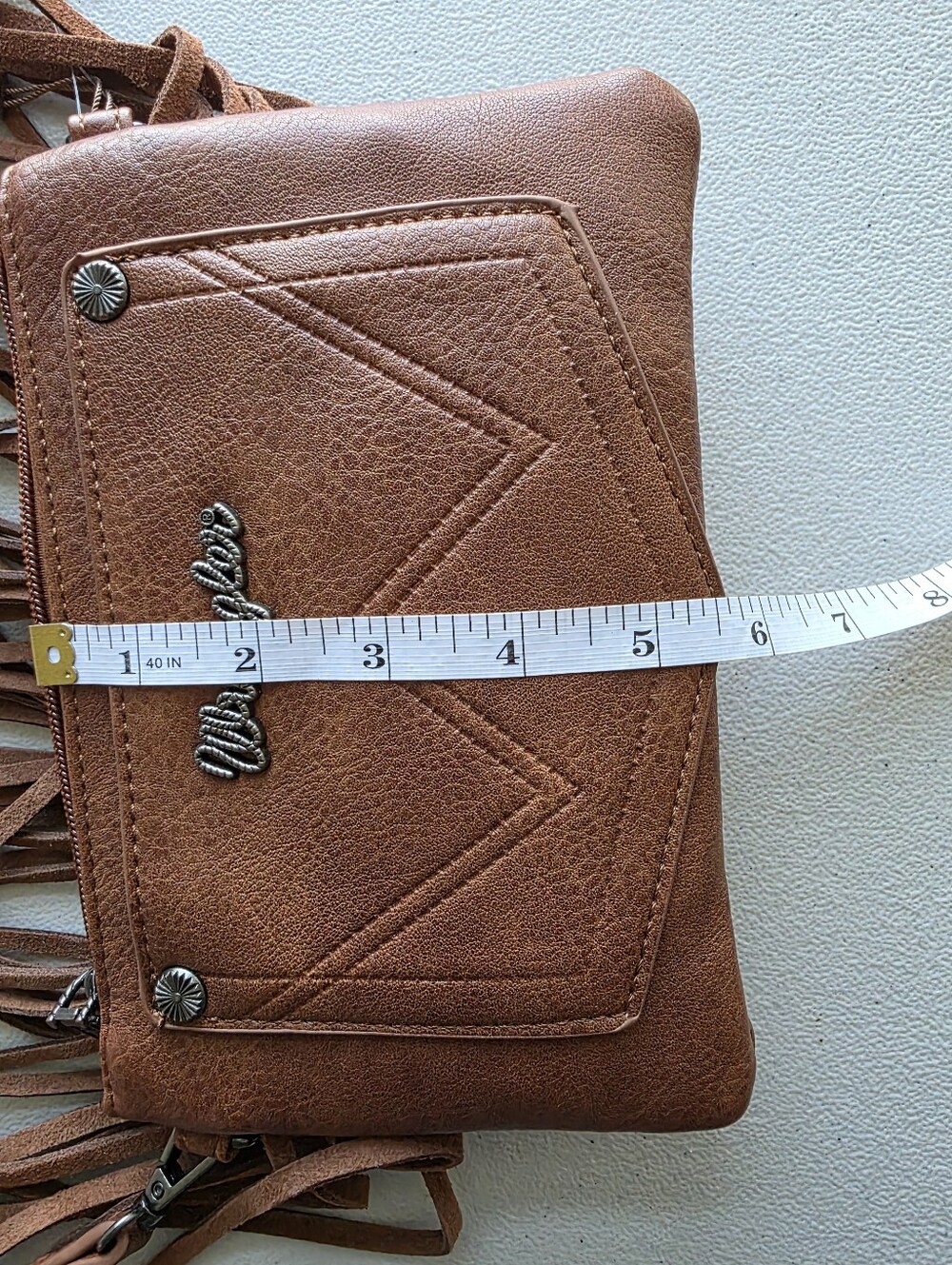 NWT Wrangler Western Tooled Leather Fringe Crossbody Bag Festival Boho Cowgirl - Picture 10 of 11